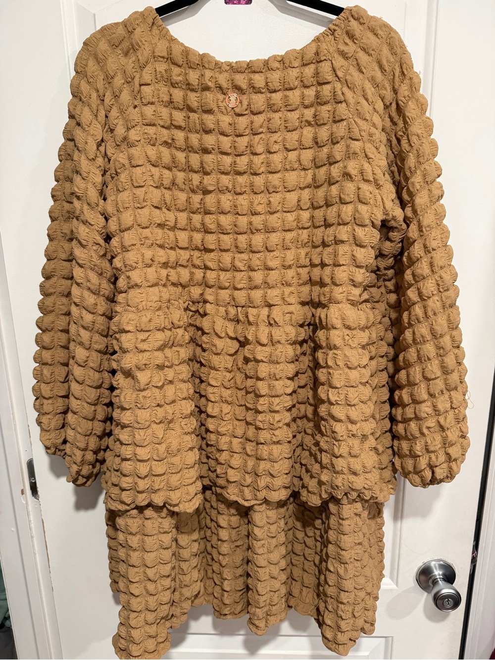 NWT Simply Southern Textured Puff-Sleeve Tiered Mini Dress Size Medium - Picture 3 of 7